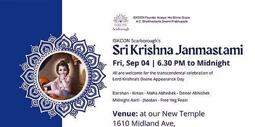 2026 Sri Krishna Janmashtami (5:00 am to midnight) ISKCON Scarborough