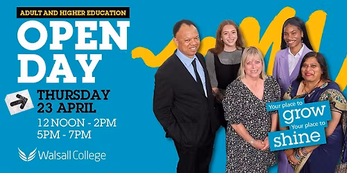 Walsall College Adult & Higher Education Open Day April 2026