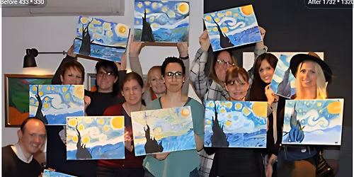 Art Class Paint Along Van Gough Stary Night! painting lesson 