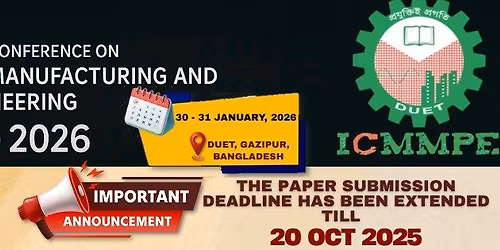 3rd International Conference on Mechanical, Manufacturing and Process Engineering\u200b\u200b (ICMMPE - 2026)