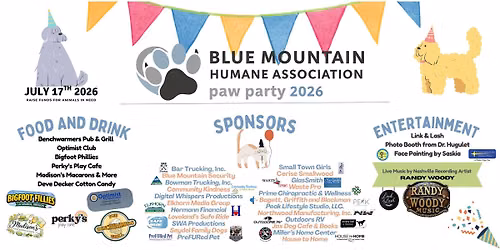 Blue Mountain Humane Association Paw Party Fundraiser