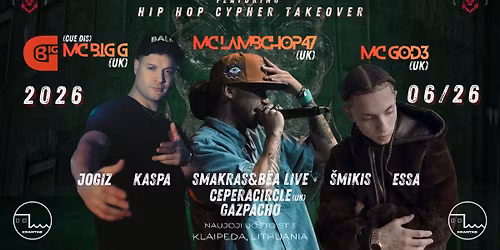 CR:DNB EVENT feat. HIP HOP CYPHER TAKEOVER\/ MC LAMBCHOP47 (UK)\/ MC BIG G (UK) \/MC GOD3 (UK) 