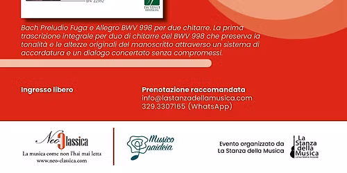 "Bach per due chitarre" di Pasquale Micieli