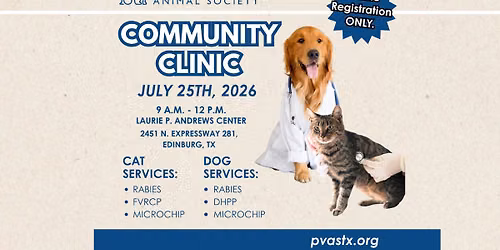 Community Vaccine Clinic At PVAS Laurie Andrews, July 25th!\ud83d\ude97\ud83d\udc3e\ud83e\ude7a