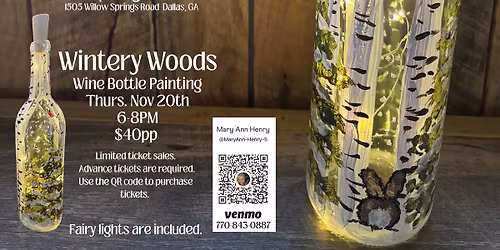Wintery Woods: Wine Bottle Painting