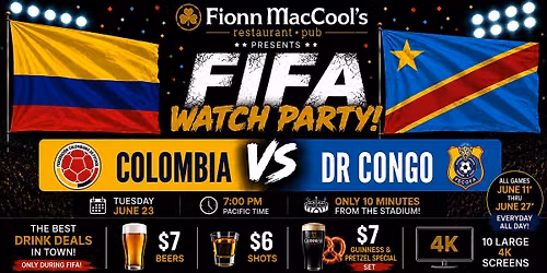 FIFA World Cup Watch Party \u2013 June 23 | Colombia vs DR Congo