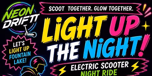 Neon Drift: Electric Night Ride Around Fountain Lake (All Riders Welcome)