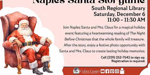 Naples Santa Storytime at South Regional Library