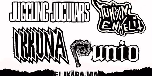 Punkkia Rauhiksella! pe 4.9. Esiintym\u00e4ss\u00e4: Ikkuna, Juggling Jugulars, Punio, Tuhon Enkelit