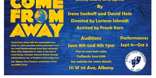 Open auditions for Come From Away