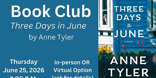 Book Club: Three Days in June by Anne Tyler