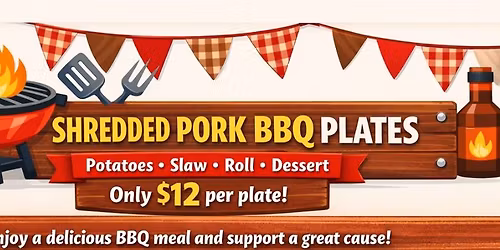 Pork BBQ plates w\/ sides & dessert