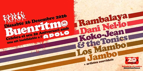 20\u00e8 Aniversari de Buenritmo: Rambalaya, Dani Nel\u00b7lo, Koko-Jean & The Tonics, Los Mambo Jambo a BCN