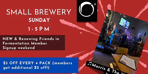 Small Brewery Sunday/Sunday Blues Series with ♫Morris & The Hepcats (3-5pm)