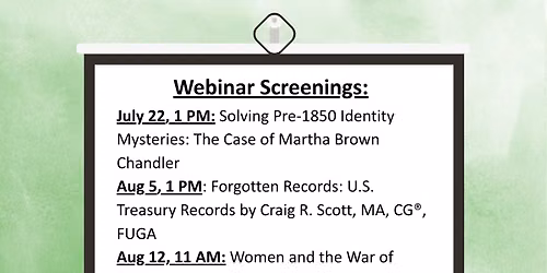 Wednesday Webinar Series: Women and the War of 1812