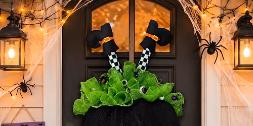 WICKEDLY CUTE WITCH\u2019S CAULDRON WREATH WITH DONNA