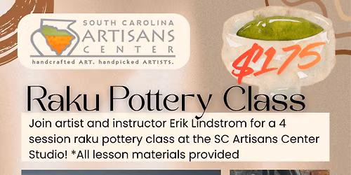 4 Session Raku Pottery Class with Erik Lindstrom