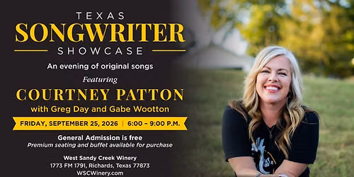 Texas Songwriter Showcase Friday September 25