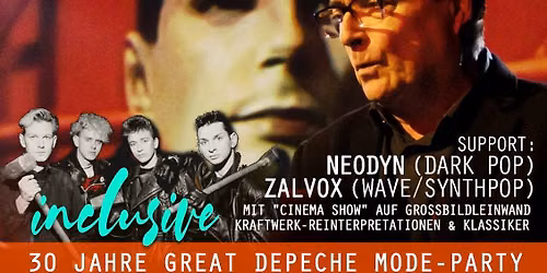 WOLFGANG FL\u00dcR live (ex-KRAFTWERK), ZALVOX, NEODYN & dM-Party! 