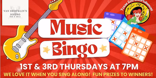 Van Brocklin's Bistro in Burnet presents Thursday Night Name That Tune Bingo with Texas  Red  @7pm