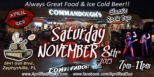 April RED Rockin' Commandough's Pizza Bar in Zephyrhills!