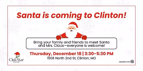 Santa Visits OakStar Bank Clinton
