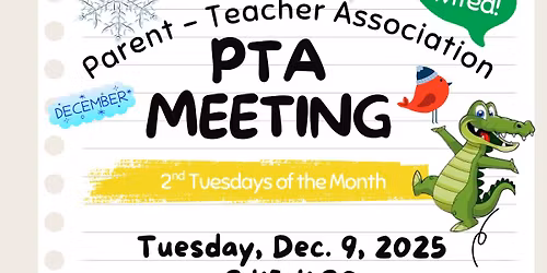 December PTA meeting- Regional Chess Tournament Fundraiser