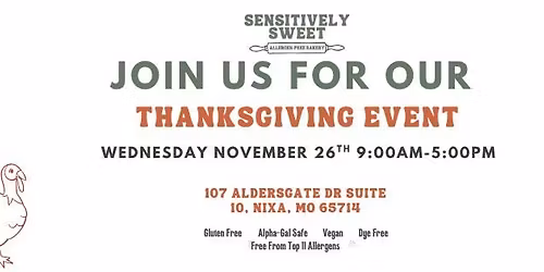 Allergen Free Thanksgiving Event at Sensitively Sweet