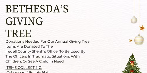 Bethesda's Giving Tree for the Iredell County Sheriff's Office