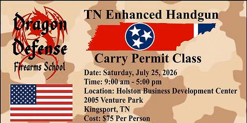 Tennessee Enhanced Handgun Carry Permit Class with Dragon Defense Firearms School
