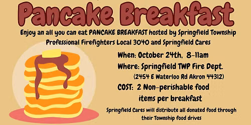 Springfield Township Fire Department Pancake Breakfast Food Drive
