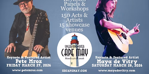 Singer-Songwriter of Cape May Conference & Showcase - March 27 & 28, 2026 - 2 Days & 2 Nights