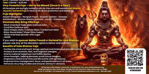 \ud83d\udd31 Lord Bhairav Jayanti \/ Kala Bhairav Ashtami 2025 \ud83d\udd31 Tuesday, November 11th, 7:30 PM \u2013 9:00 PM