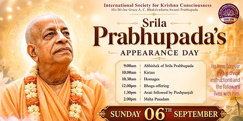 Srila Prabhupada's Appearance Day | Sun 6th September 2026