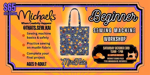 VICTORVILLE Beginner Sewing Workshop Halloween Mini Tote