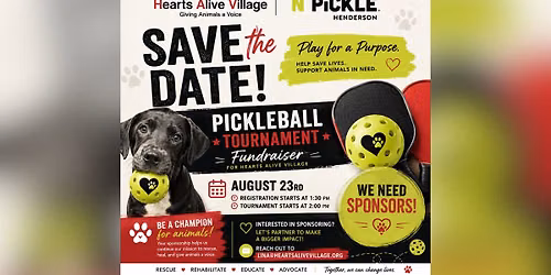 Hearts Alive Village Pickleball for Paws Fundraiser Tournament