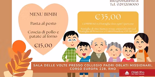 Festa delle famiglie pranzo con animazione bimbi
