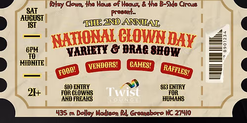 2nd Annual National Clown Day Variety & Drag Show @ Twist Lounge