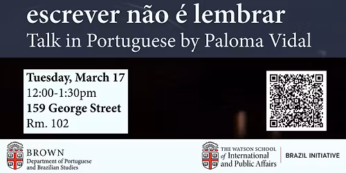 Talk by Paloma Vidal | O livro com ela: escrever n\u00e3o \u00e9 lembrar
