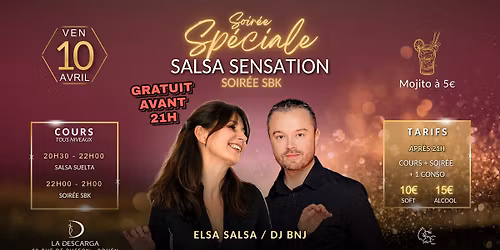 Soir\u00e9e Sp\u00e9ciale Salsa Sensation avec Elsa \u00e0 la Descarga (soir\u00e9e SBK)