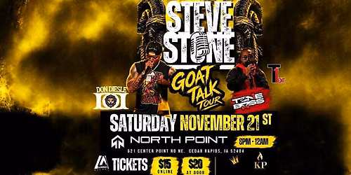 STEVIE STONE PRESENTS: GOAT TALK TOUR - Cedar Rapids, IA