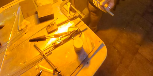 Glow in the Dark Christmas ornament glassblowing at Wyndridge Farms