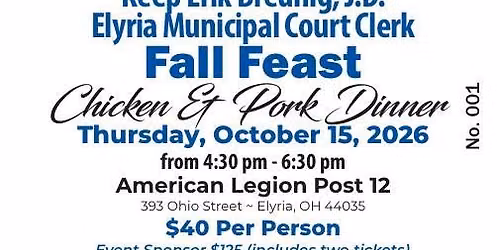 Erik Breunig, J.D., Elyria Municipal Clerk of Court's Chicken & Pork Dinner