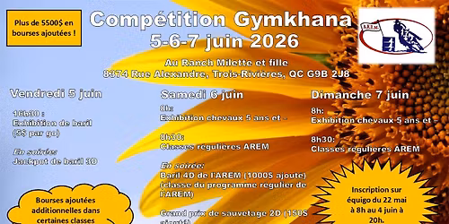 Comp\u00e9tition de Gymkhana 5-6-7 juin 2026 au Ranch Milette et Fille