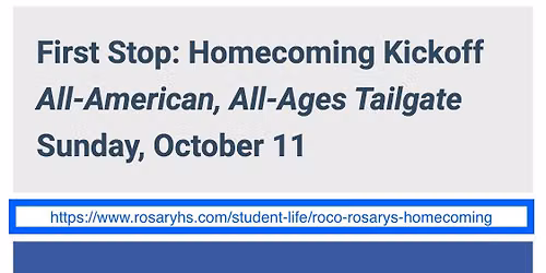 FIRST STOP: Homecoming Kickoff All-American, All-Ages Tailgate  