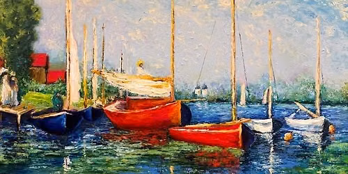 2-Day Oil Finger Painting Colorful Boats & Luminous Water - w\/ Kimberly Adams