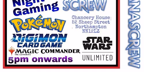 MANASCREW - MONday (5:00 Painting\/Tabletop\/MTG - 6:00 SW Unlimited - 6:15 Digimon - 6:30 Pokemon)