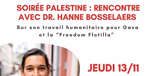 Soir\u00e9e Palestine : Rencontre avec Dr. Hanne Bosselaers