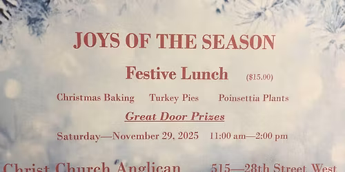 'JOYS OF THE SEASON' - Festive Lunch at Christ Church Anglican