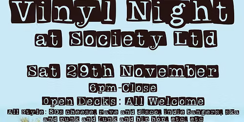 November Vinyl Night at Society Ltd